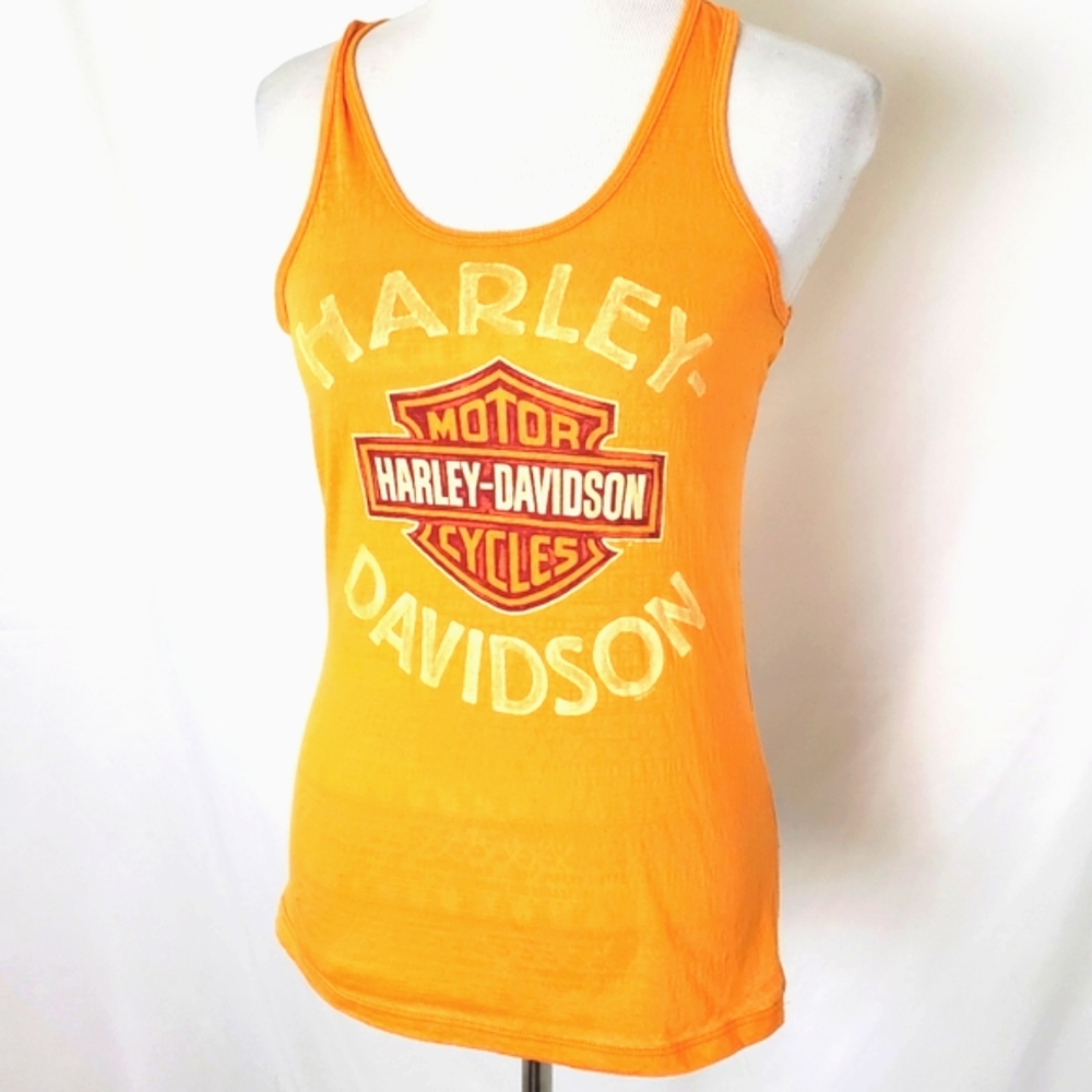 Harley-Davidson motorcycles orange tank top